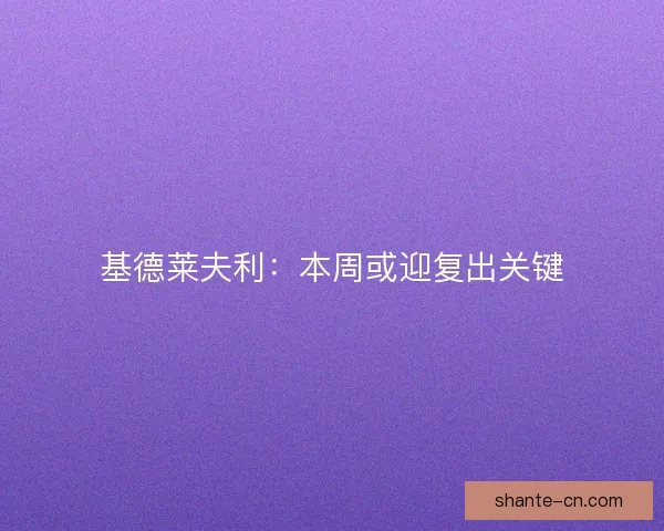 基德莱夫利：本周或迎复出关键